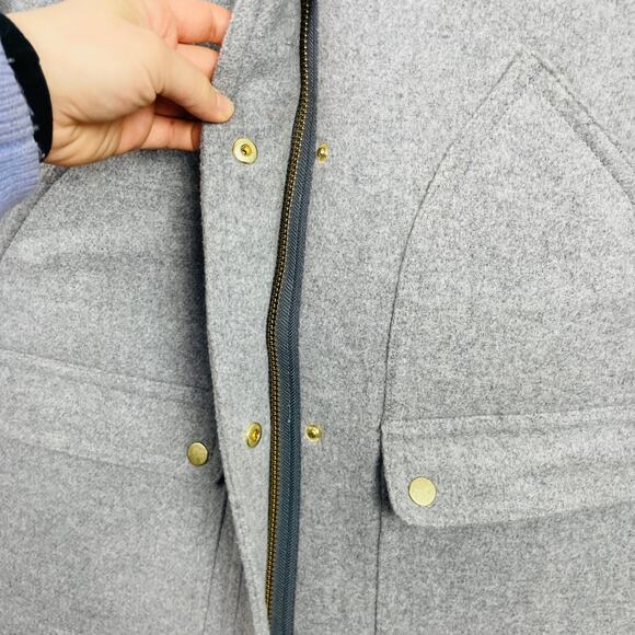 J. Crew Vail Faux Fur Trim Hooded Parka Coat Wool Blend Style Jacket - Picture 4 of 7